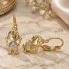 Oro Laminado Leverback Earring, Gold Filled Style Little Girl Design, with White Micro Pave, Polished, Golden Finish, 02.210.0377