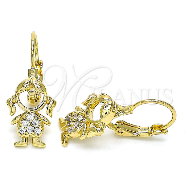 Gold Filled Ring — Leverback Earring Little Girl Design with White Micro — main product view — SKU 134606 | Oro Laminado anillo — Leverback Earring Little Girl diseño with blanco Micro — SKU 134606
