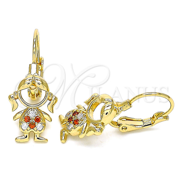Gold Filled Ring — Leverback Earring Little Girl Design with Garnet and — main product view — SKU 134607 | Oro Laminado anillo — Leverback Earring Little Girl diseño with Garnet and — SKU 134607