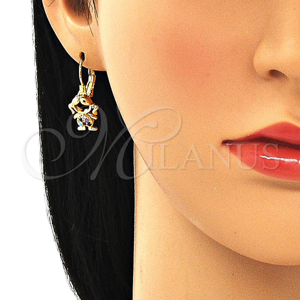 Gold Filled Ring — Leverback Earring Little Girl Design with Multicolor Micro — alternate product view — SKU 134609 | Oro Laminado anillo — Leverback Earring Little Girl diseño with Multicolor Micro — SKU 134609