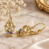 Oro Laminado Leverback Earring, Gold Filled Style Little Girl Design, with Multicolor Micro Pave, Polished, Golden Finish, 02.210.0377.3