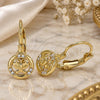 Oro Laminado Leverback Earring, Gold Filled Style Butterfly Design, with White Micro Pave, Polished, Golden Finish, 02.210.0379