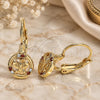 Oro Laminado Leverback Earring, Gold Filled Style Butterfly Design, with Garnet and White Micro Pave, Polished, Golden Finish, 02.210.0379.1