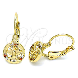 Gold Filled Ring — Leverback Earring Butterfly Design with Garnet and White — main product view — SKU 134615 | Oro Laminado anillo — Leverback Earring Butterfly diseño with Garnet and blanco — SKU 134615