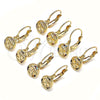 Oro Laminado Leverback Earring, Gold Filled Style Butterfly Design, with Black and White Micro Pave, Polished, Golden Finish, 02.210.0379.2
