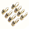 Oro Laminado Leverback Earring, Gold Filled Style Owl Design, with Multicolor Micro Pave, Polished, Golden Finish, 02.210.0380.3