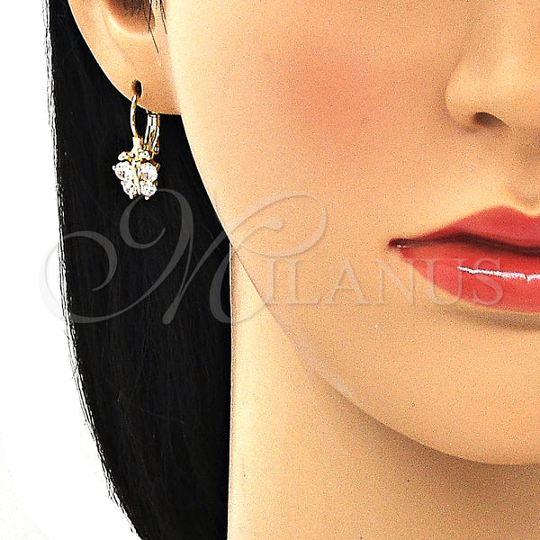 Gold Filled Ring — Leverback Earring Butterfly Design with White Cubic Zirconia — alternate product view — SKU 134622 | Oro Laminado anillo — Leverback Earring Butterfly diseño with blanco Cubic Zirconia — SKU 134622