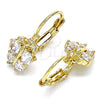 Oro Laminado Leverback Earring, Gold Filled Style Butterfly Design, with White Cubic Zirconia, Polished, Golden Finish, 02.210.0381