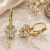 Oro Laminado Leverback Earring, Gold Filled Style Butterfly Design, with White Cubic Zirconia, Polished, Golden Finish, 02.210.0381