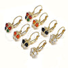 Oro Laminado Leverback Earring, Gold Filled Style Butterfly Design, with Garnet and White Cubic Zirconia, Polished, Golden Finish, 02.210.0381.1