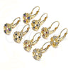 Oro Laminado Leverback Earring, Gold Filled Style Flower and Heart Design, with Black and White Micro Pave, Polished, Golden Finish, 02.210.0382.2