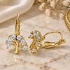 Oro Laminado Leverback Earring, Gold Filled Style Tree Design, with White Cubic Zirconia, Polished, Golden Finish, 02.210.0383