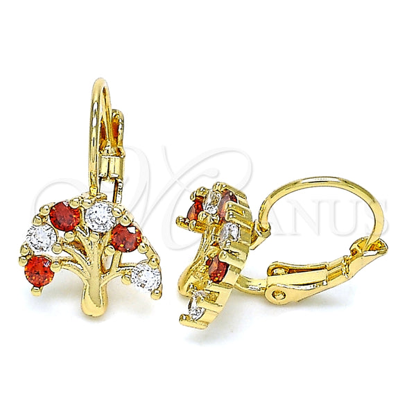 Gold Filled Ring — Leverback Earring Tree Design with Garnet and White — main product view — SKU 134631 | Oro Laminado anillo — Leverback Earring Tree diseño with Garnet and blanco — SKU 134631