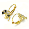 Oro Laminado Leverback Earring, Gold Filled Style Tree Design, with Black and White Cubic Zirconia, Polished, Golden Finish, 02.210.0383.2