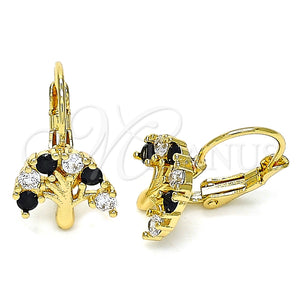 Gold Filled Ring — Leverback Earring Tree Design with Black and White — main product view — SKU 134632 | Oro Laminado anillo — Leverback Earring Tree diseño with negro and blanco — SKU 134632