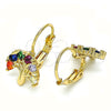 Oro Laminado Leverback Earring, Gold Filled Style Tree Design, with Multicolor Cubic Zirconia, Polished, Golden Finish, 02.210.0383.3
