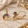 Oro Laminado Leverback Earring, Gold Filled Style Tree Design, with Multicolor Cubic Zirconia, Polished, Golden Finish, 02.210.0383.3