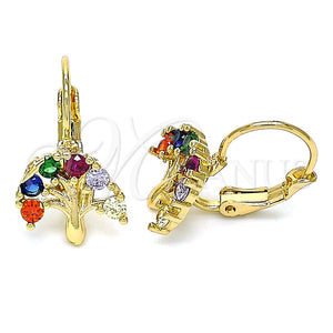 Gold Filled Ring — Leverback Earring Tree Design with Multicolor Cubic Zirconia — main product view — SKU 134633 | Oro Laminado anillo — Leverback Earring Tree diseño with Multicolor Cubic Zirconia — SKU 134633
