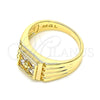Oro Laminado Baby Ring, Gold Filled Style with White Cubic Zirconia, Polished, Golden Finish, 01.185.0017.02 (Size 2)