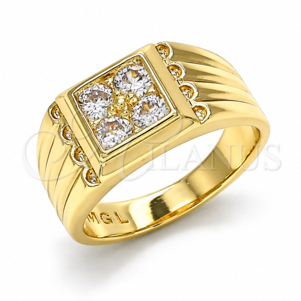 Oro Laminado Baby Ring, Gold Filled Style with White Cubic Zirconia, Polished, Golden Finish, 01.185.0017.02 (Size 2)