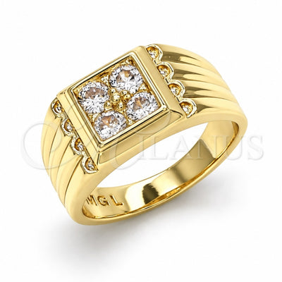 Oro Laminado Baby Ring, Gold Filled Style with White Cubic Zirconia, Polished, Golden Finish, 01.185.0017.03 (Size 3)