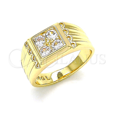 Oro Laminado Baby Ring, Gold Filled Style with White Cubic Zirconia, Polished, Golden Finish, 01.185.0017.03 (Size 3)