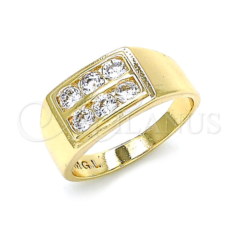 Oro Laminado Baby Ring, Gold Filled Style with White Cubic Zirconia, Polished, Golden Finish, 01.185.0018.02 (Size 2)