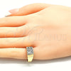 Oro Laminado Baby Ring, Gold Filled Style with White Cubic Zirconia, Polished, Golden Finish, 01.185.0018.04 (Size 4)