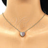 Oro Laminado Pendant Necklace, Gold Filled Style Heart Design, with Ruby and White Micro Pave, Polished, Golden Finish, 04.156.0217.1.18 (02 MM Thickness, 18 Inches Length)
