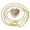 Oro Laminado Pendant Necklace, Gold Filled Style Heart Design, with Garnet and White Micro Pave, Polished, Golden Finish, 04.156.0217.2.18 (02 MM Thickness, 18 Inches Length)