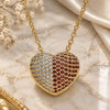 Oro Laminado Pendant Necklace, Gold Filled Style Heart Design, with Garnet and White Micro Pave, Polished, Golden Finish, 04.156.0217.2.18 (02 MM Thickness, 18 Inches Length)
