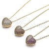 Oro Laminado Pendant Necklace, Gold Filled Style Heart Design, with Garnet and White Micro Pave, Polished, Golden Finish, 04.156.0217.2.18 (02 MM Thickness, 18 Inches Length)