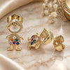Oro Laminado Stud Earring, Gold Filled Style Little Boy Design, with Multicolor Micro Pave, Polished, Golden Finish, 02.210.0385.1