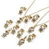 Oro Laminado Earring and Pendant Adult Set, Gold Filled Style Little Boy Design, with Multicolor Micro Pave, Polished, Golden Finish, 10.210.0152.1