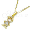 Oro Laminado Pendant Necklace, Gold Filled Style Little Boy Design, with White Micro Pave, Polished, Golden Finish, 04.210.0041.18 (02 MM Thickness, 18 Inches Length)