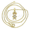 Oro Laminado Pendant Necklace, Gold Filled Style Little Boy Design, with White Micro Pave, Polished, Golden Finish, 04.210.0041.18 (02 MM Thickness, 18 Inches Length)