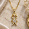 Oro Laminado Pendant Necklace, Gold Filled Style Little Boy Design, with White Micro Pave, Polished, Golden Finish, 04.210.0041.18 (02 MM Thickness, 18 Inches Length)