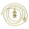 Oro Laminado Pendant Necklace, Gold Filled Style Little Boy Design, with Multicolor Micro Pave, Polished, Golden Finish, 04.210.0041.1.18 (02 MM Thickness, 18 Inches Length)