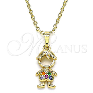Gold Filled Necklace — Pendant Necklace Little Boy Design with Multicolor Micro — main product view — SKU 134674 | Oro Laminado collar — Pendant Necklace Little Boy diseño with Multicolor Micro — SKU 134674