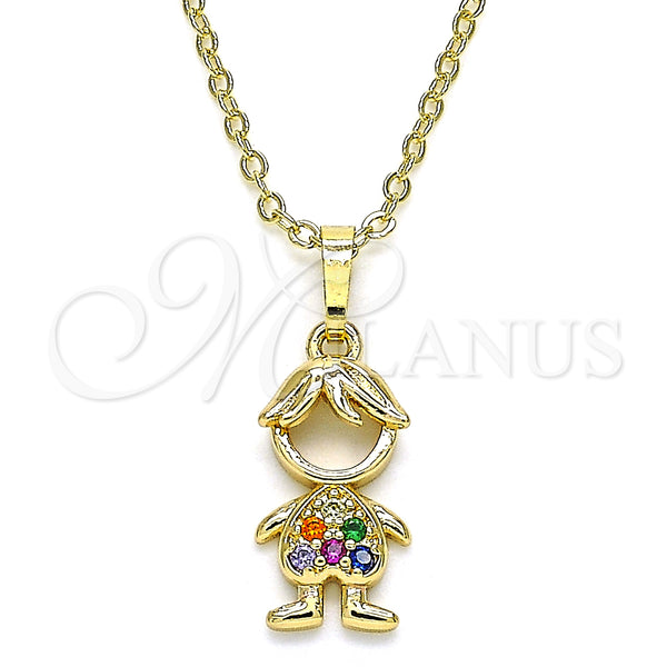 Gold Filled Necklace — Pendant Necklace Little Boy Design with Multicolor Micro — main product view — SKU 134674 | Oro Laminado collar — Pendant Necklace Little Boy diseño with Multicolor Micro — SKU 134674