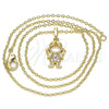 Oro Laminado Pendant Necklace, Gold Filled Style Little Girl Design, with White Micro Pave, Polished, Golden Finish, 04.210.0042.18