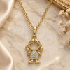 Oro Laminado Pendant Necklace, Gold Filled Style Little Girl Design, with White Micro Pave, Polished, Golden Finish, 04.210.0042.18 (02 MM Thickness, 18 Inches Length)