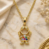 Oro Laminado Pendant Necklace, Gold Filled Style Little Girl Design, with Multicolor Micro Pave, Polished, Golden Finish, 04.210.0042.1.18 (02 MM Thickness, 18 Inches Length)