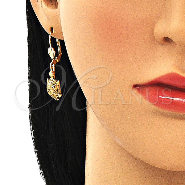 Gold Filled Ring — Dangle Earring Turtle Design with White Micro Pave — alternate product view — SKU 134691 | Oro Laminado anillo — Dangle Earring Turtle diseño with blanco Micro Pave — SKU 134691