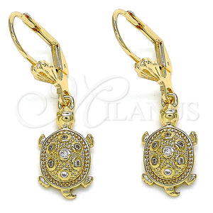 Gold Filled Ring — Dangle Earring Turtle Design with White Micro Pave — main product view — SKU 134691 | Oro Laminado anillo — Dangle Earring Turtle diseño with blanco Micro Pave — SKU 134691