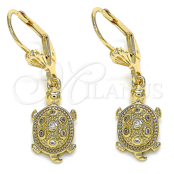 Gold Filled Ring — Dangle Earring Turtle Design with White Micro Pave — main product view — SKU 134691 | Oro Laminado anillo — Dangle Earring Turtle diseño with blanco Micro Pave — SKU 134691