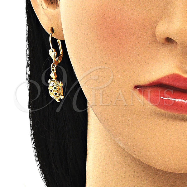 Gold Filled Ring — Dangle Earring Turtle Design with Multicolor Micro Pave — alternate product view — SKU 134692 | Oro Laminado anillo — Dangle Earring Turtle diseño with Multicolor Micro Pave — SKU 134692