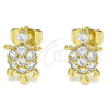 Oro Laminado Stud Earring, Gold Filled Style Turtle Design, with White Cubic Zirconia, Polished, Golden Finish, 02.345.0010.1