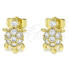 Oro Laminado Stud Earring, Gold Filled Style Turtle Design, with White Cubic Zirconia, Polished, Golden Finish, 02.345.0010.1