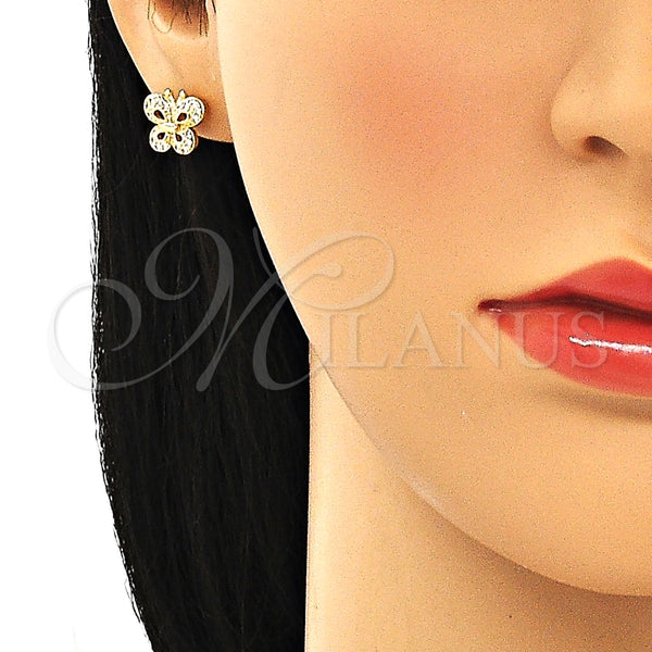 Gold Filled Ring — Stud Earring Butterfly Design with White Micro Pave — alternate product view — SKU 134715 | Oro Laminado anillo — Stud Earring Butterfly diseño with blanco Micro Pave — SKU 134715